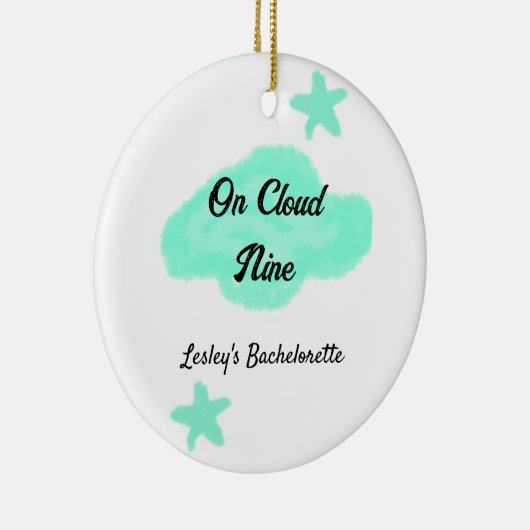 Auf Cloud neun pastellgrünen Wolken Stern Bachelor Keramik Ornament (Rechts)