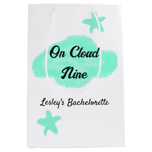 Auf Cloud neun pastellgrünen Wolken Stern Bachelor Mittlere Geschenktüte (Vorderseite)