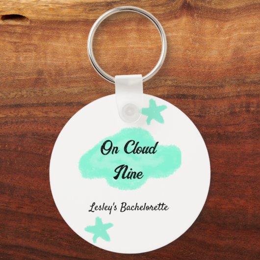 Auf Cloud neun pastellgrünen Wolken Stern Bachelor Schlüsselanhänger (Rückseite)
