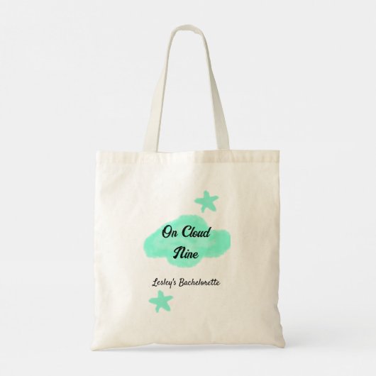 Auf Cloud neun pastellgrünen Wolken Stern Bachelor Tragetasche (Rückseite)