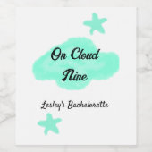 Auf Cloud neun pastellgrünen Wolken Stern Bachelor Weinetikett (Einzelnes Label)