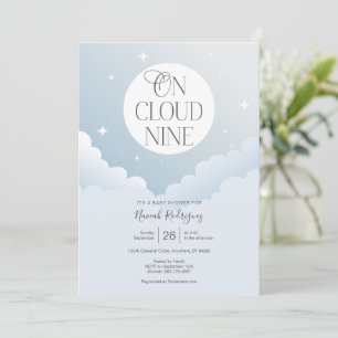 Auf Cloud Nine Blue Grey Sky Baby Shower Einladung