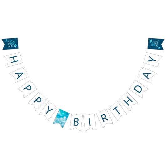 Auf Cloud Nine Blue Happy Birthday Party Deco Wimpelkette (Alle)