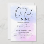 Auf Cloud Nine Calligraphy Blue Pink Baby Shower Einladung (Vorderseite)