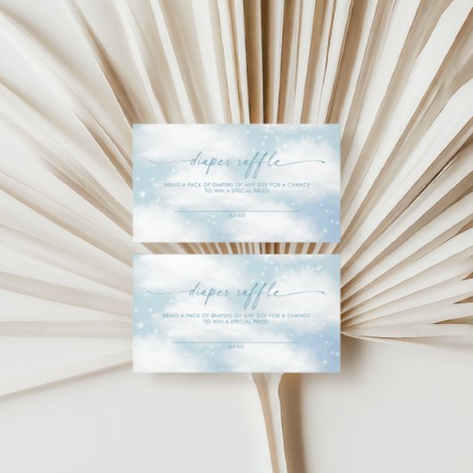 Auf Cloud Nine Dreamy Clouds Blue Diaper Tombola Begleitkarte