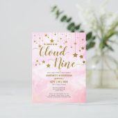 Auf Cloud Nine Dreamy Pastellrosa Brautparty Postkarte (Stehend Vorderseite)