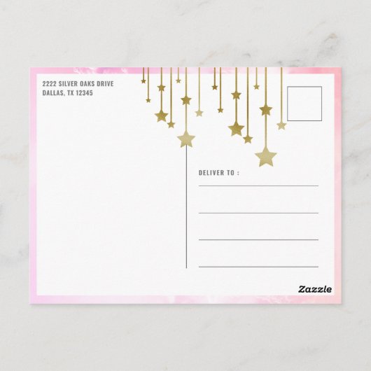 Auf Cloud Nine Dreamy Pastellrosa Brautparty Postkarte (Rückseite)