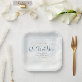 Auf Cloud Nine Elegant Dusty Blue Brautparty Pappteller