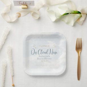 Auf Cloud Nine Elegant Dusty Blue Brautparty Pappteller
