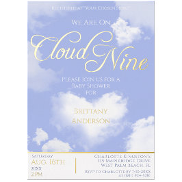 Auf Cloud Nine Elegante Script Baby Shower Gold Folieneinladung