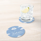 Auf Cloud Nine Modern Blue Boy Baby Dusche Runder Pappuntersetzer (Vor Ort)