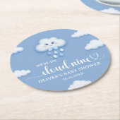 Auf Cloud Nine Modern Blue Boy Baby Dusche Runder Pappuntersetzer (Angewinkelt)