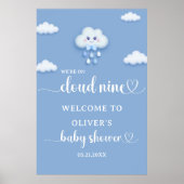 Auf Cloud Nine Modern Boy Baby Dusche Willkommen Poster (Vorne)
