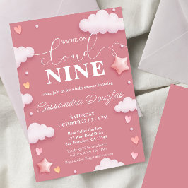 Auf Cloud Nine Modern Pink Baby Dusche Einladung