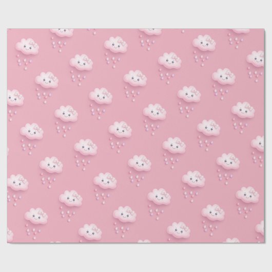 Auf Cloud Nine Modern Pink Baby Dusche Geschenkpapier (Flach)