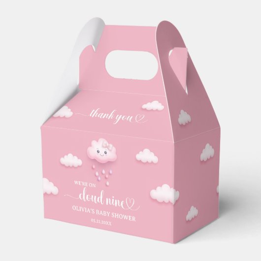 Auf Cloud Nine Modern Pink Baby Dusche Geschenkschachtel (Rückseite)
