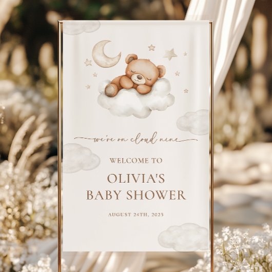 Auf Cloud Nine Teddy Bear Baby Dusche Willkommen Banner