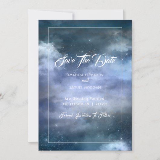 Auf Cloud Nine Wedding Save The Date (Vorderseite)