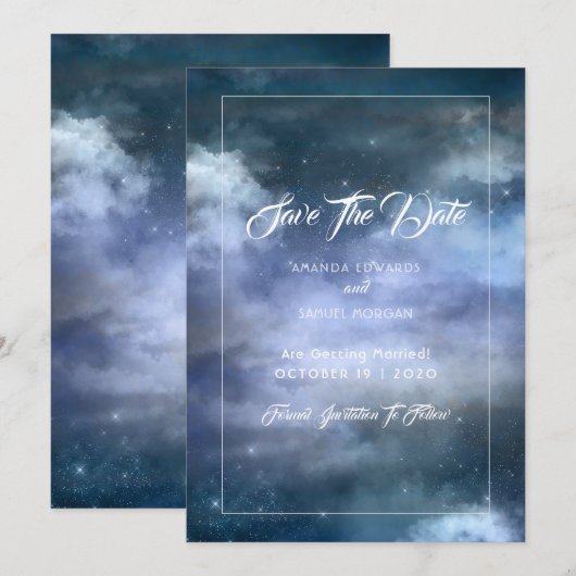 Auf Cloud Nine Wedding Save The Date (Vorne/Hinten)