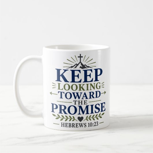 Auf das Versprechen gerichteten Blick bewahren Bib Kaffeetasse (Links)