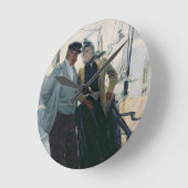 Auf Deck (Öl auf Leinwand) Runde Wanduhr (Winkel)