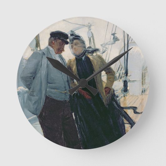 Auf Deck (Öl auf Leinwand) Runde Wanduhr (Vorderseite)