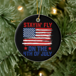 Auf dem 4. Juli amerikanisch Flagge USA stilvoll b Keramik Ornament