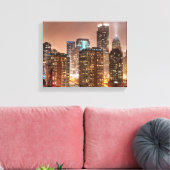 Auf dem Abend von Chicago fällt Schnee über die Sk Leinwanddruck (Insitu (Wohnzimmer))