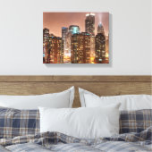 Auf dem Abend von Chicago fällt Schnee über die Sk Leinwanddruck (Insitu (Schlafzimmer))