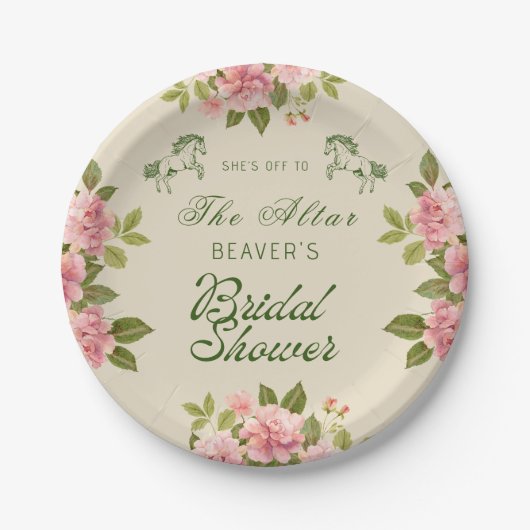Auf dem Altar Derby Floral Brautparty Pappteller (Vorderseite)
