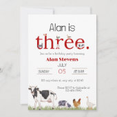 Auf dem Bauernhof: 3. Geburtstagsfeier Einladung (Vorderseite)