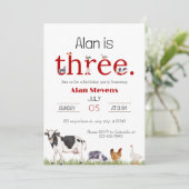 Auf dem Bauernhof: 3. Geburtstagsfeier Einladung (Stehend Vorderseite)