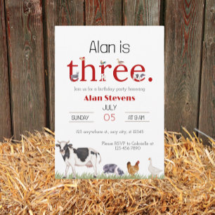 Auf dem Bauernhof: 3. Geburtstagsfeier Einladung
