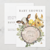 Auf dem Bauernhof Niedliche Babydusche Einladung (Vorne/Hinten)