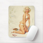 Auf dem Beach Retro Button-up Girl Mousepad (Mit Mouse)