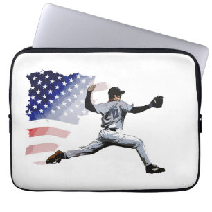 Auf dem Berg - Baseball Pitcher und US-Flagge Laptopschutzhülle