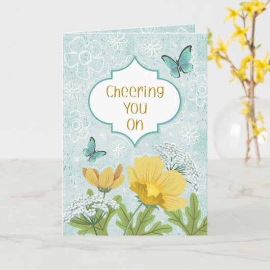 Auf dem blauen Blumengarten begrüßen und fördern Karte (Gelbe Blume)