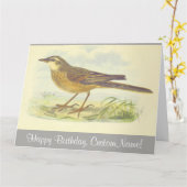 Auf dem Boden Stehender Braunfedervogel Karte (Gelbe Blume)