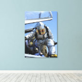 Auf dem Cockpit wird eine Rettungsübung durchgefüh Leinwanddruck (Insitu (Holzboden))