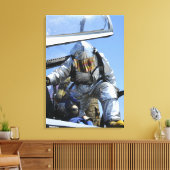 Auf dem Cockpit wird eine Rettungsübung durchgefüh Leinwanddruck (Insitu (Wohnzimmer))