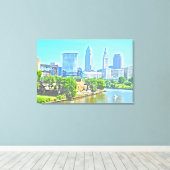 Auf dem Fluss CLE OH (Paint Effect) Leinwand druck (Insitu (Holzboden))