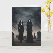 Auf dem Friedhof um Mitternacht Halloween Karte (Gelbe Blume)