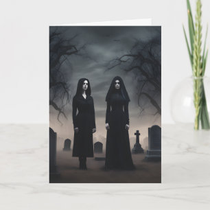 Auf dem Friedhof um Mitternacht Halloween Karte
