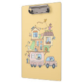 Auf dem Gelben Straßenanhänger für das Camping der Klemmbrett (Links)