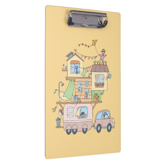 Auf dem Gelben Straßenanhänger für das Camping der Klemmbrett (Rechts)