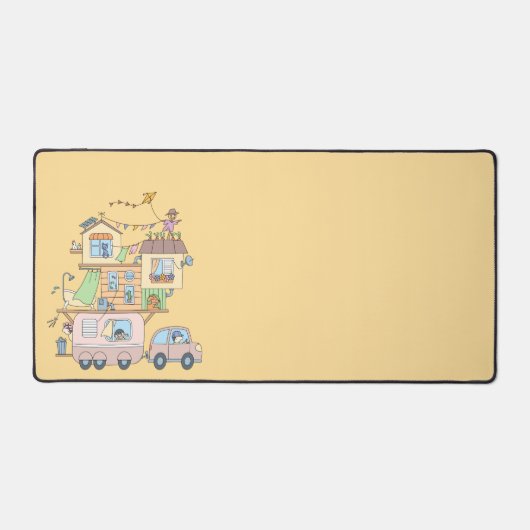 Auf dem Gelben Straßenanhänger für das Camping der Schreibtischunterlage (Vorderseite)