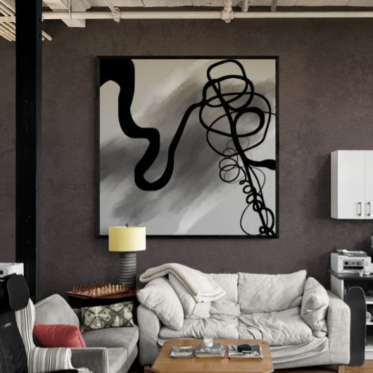 Auf dem Grid: Abstrakt Schwarz und Grau Leinwanddruck