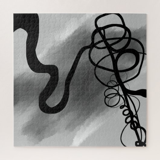 Auf dem Grid: Abstrakt Schwarz und Grau Puzzle (Vertikal)