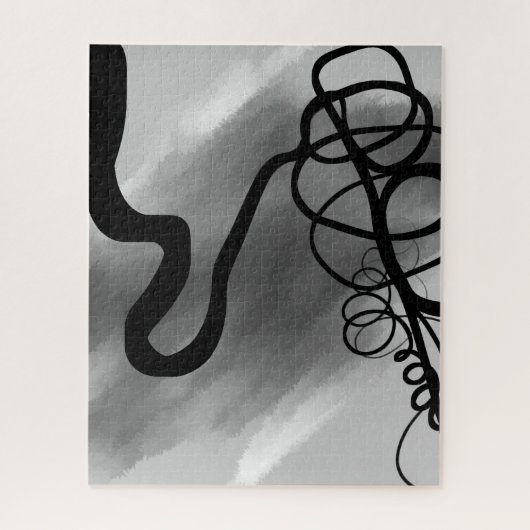 Auf dem Grid: Abstrakt Schwarz und Grau Puzzle (Vertikal)