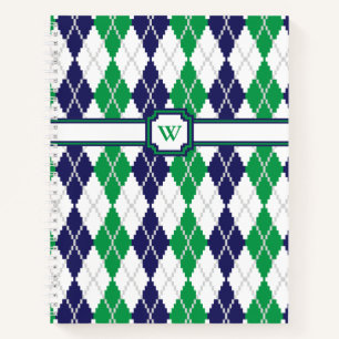 Auf dem grünen Argyle-Spiralblock Notizbuch